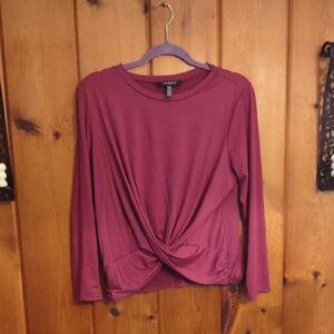 Modcloth Purple 3/4 Sleeve Fake Tie Front Blouse